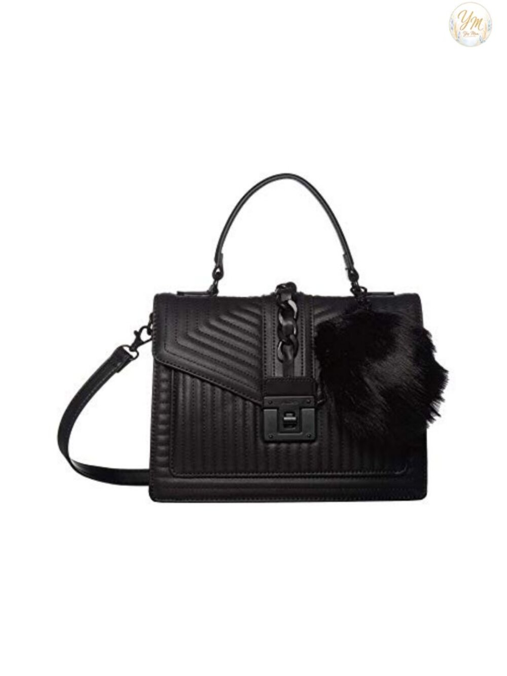 Faux Leather Top Handle Handbag Medium Synthetic Saddle Purse